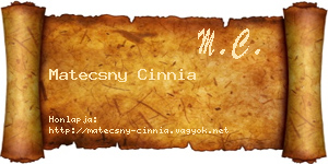 Matecsny Cinnia névjegykártya